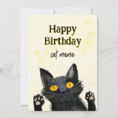 Personaliseer Schattigee Black Cat Happy Birthday  Kaart (Voorkant)