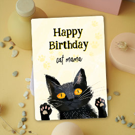 Personaliseer Schattigee Black Cat Happy Birthday  Kaart