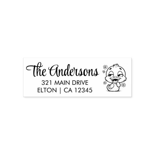 Personaliseer Schattigee eend Zelfinktende Stempel (Design)
