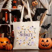Personaliseer Schattigee Ghost Trick or treat Canv Tote Bag