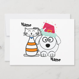 Personaliseer Schattigee katten en honden Beste Bu Feestdagenkaart