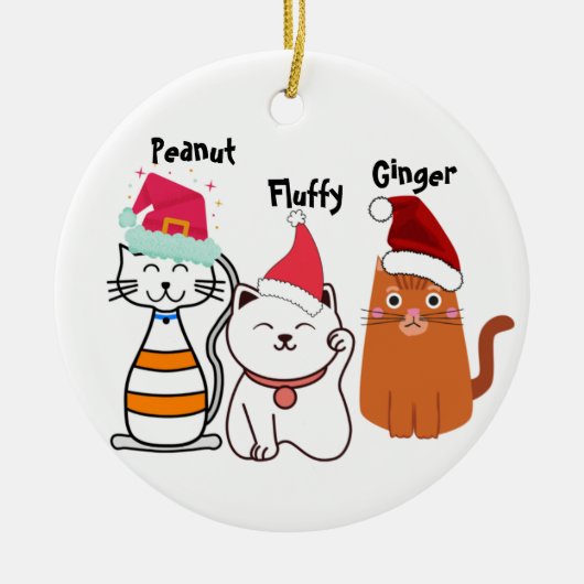 Personaliseer Schattigee kattenfamilie Keramisch Ornament (Voorkant)
