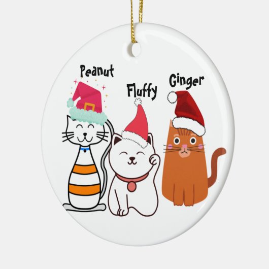 Personaliseer Schattigee kattenfamilie Keramisch Ornament (Links)