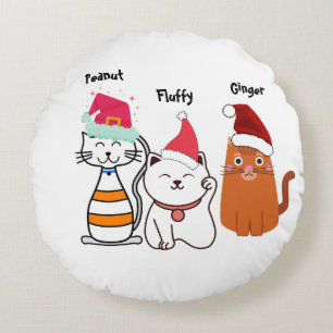 Personaliseer Schattigee Kitty Cat Family Christma Rond Kussen