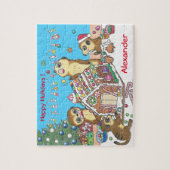 Personaliseer Schattigee Meerkats puzzel blauw Legpuzzel (Verticaal)
