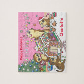 Personaliseer Schattigee Meerkats puzzel roze Legpuzzel (Verticaal)