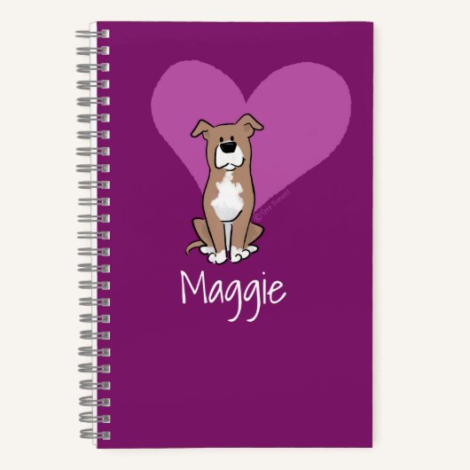 Personaliseer Schattigee Staffy Lab Dog Heart Spir Notitieboek (Voorkant)