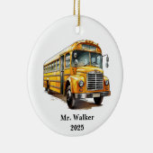 Personaliseer schoolbus chauffeur kerstcadeau keramisch ornament (Rechts)