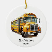 Personaliseer schoolbus chauffeur kerstcadeau keramisch ornament (Voorkant)