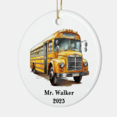 Personaliseer schoolbus chauffeur kerstcadeau keramisch ornament (Links)