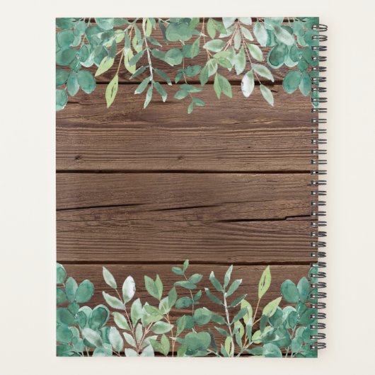 Personaliseer schuurhout Eucalyptus groen Planner (Achterkant)