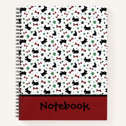Personaliseer Scottie Shamrocks Kleurrijke Lucky B Notitieboek (Voorkant)