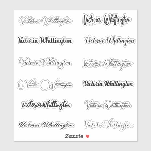 Personaliseer Script & Calligrafie Typografie Naam Sticker (Vel)