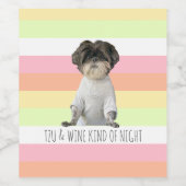Personaliseer Shihtzu Dog Puppy Stripe Wijn Etiket (Enkel label)