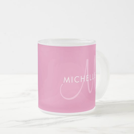 Personaliseer Sjabloon Names Initiaal Monogram roz Matglas Koffiemok (Voorkant rechts)