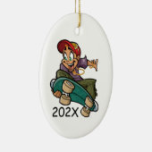 Personaliseer Skateboarder Keramisch Ornament (Rechts)