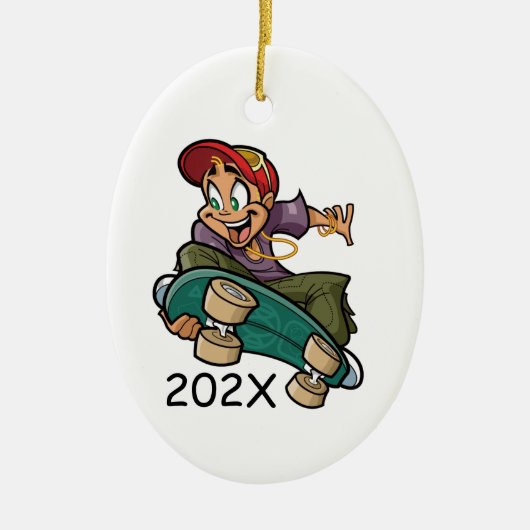Personaliseer Skateboarder Keramisch Ornament (Voorkant)