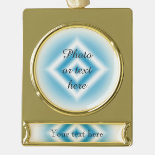 Personaliseer-sky blauwe diamantgradiënt verguld banner ornament