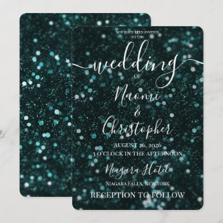 Personaliseer: Smaragdgroene Glitter Bruiloft Kaart