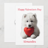 Personaliseer Smoyed Puppy Valentijn Feestdagenkaart (Voorkant / Achterkant)