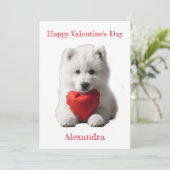 Personaliseer Smoyed Puppy Valentijn Feestdagenkaart (Staand voorkant)