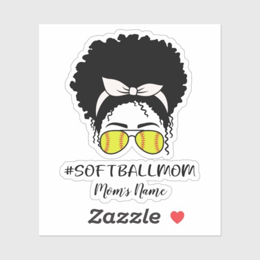 Personaliseer Softball Moeder Sticker (Vel)