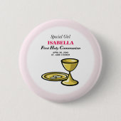 Personaliseer, Speciale Meisje, Eerste Communie Ronde Button 5,7 Cm (Voorkant)