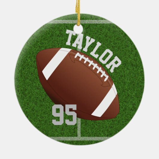 Personaliseer spelernaam en het Football van het A Keramisch Ornament (Achterkant)