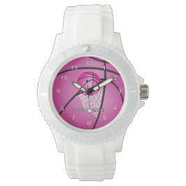 Personaliseer sport roze basketbal horloge