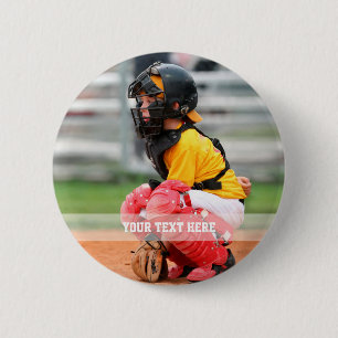 Personaliseer sportfoto ronde button 5,7 cm