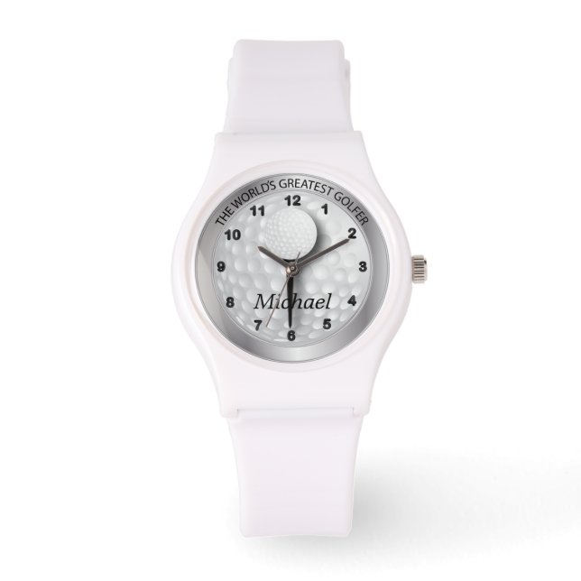 Personaliseer sportieve golfer horloge (Voorkant)