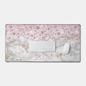 Personaliseer sprankelende roze juwelen & marmer bureaumat (Keyboard & Muis)