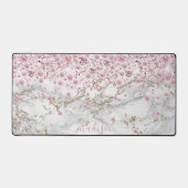 Personaliseer sprankelende roze juwelen & marmer bureaumat (Voorkant)