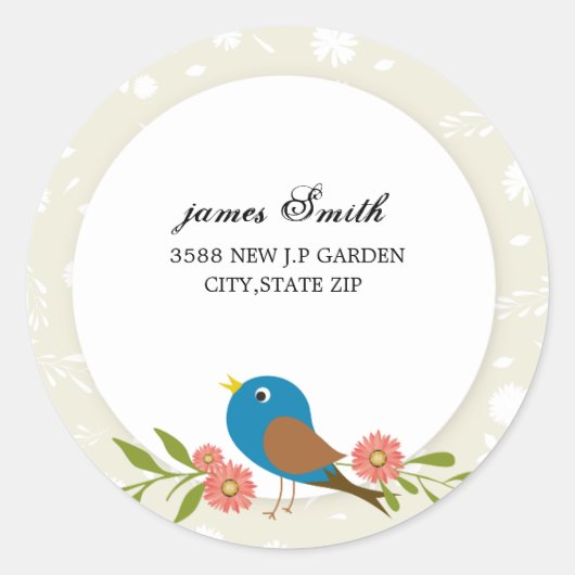 Personaliseer Spring Bird Ronde Sticker (Voorkant)