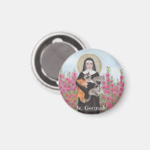 Personaliseer St Gertrude Patron of Cats Waterverf Magneet (Voorkant / Achterkant)