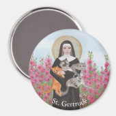 Personaliseer St Gertrude Patron of Cats Waterverf Magneet (Voorkant / Achterkant)