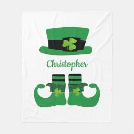 Personaliseer St. Patrick's Leprechaun Groen Zwart Fleece Deken