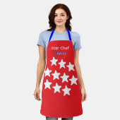 Personaliseer Star Chef Blauwe Banden Schort (Gedragen)
