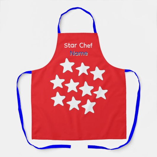 Personaliseer Star Chef Blauwe Banden Schort (Voorkant)