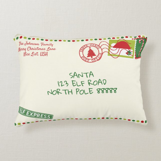 Personaliseer Stippen Santa Letter Christmas Accent Kussen (Voorkant)