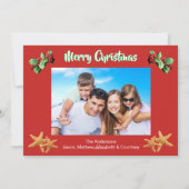 Personaliseer strandKerstmis | hulst en stervissen Feestdagenkaart (Achterkant)