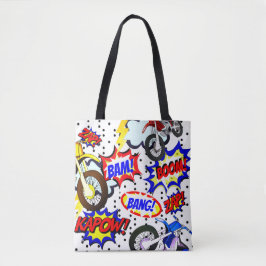 Personaliseer stripboeken motorfietsen, tekstballo tote bag