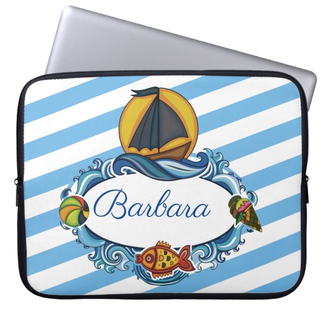 Personaliseer Summer Fun Electronics Bag Laptop Sleeve (Voorkant)