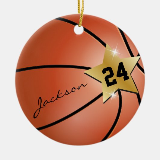 Personaliseer Super ⭐ Star 🏀 Basketball Keramisch Ornament (Voorkant)