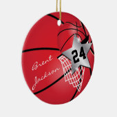 Personaliseer Super ⭐ Star Player Red 🏀 Basketbal Keramisch Ornament (Rechts)
