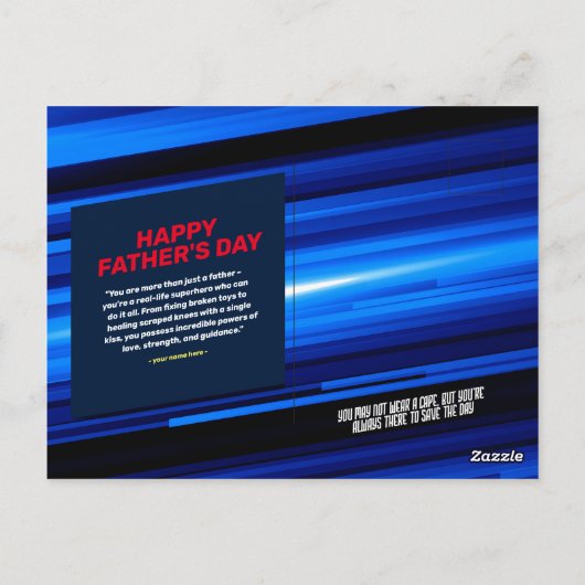 Personaliseer SuperHero Papa Briefkaart (Achterkant)