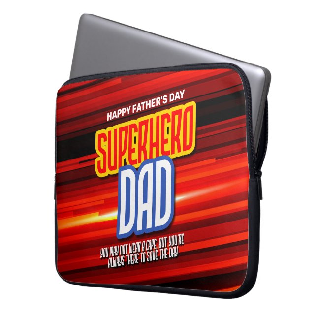 Personaliseer SuperHero Papa Laptop Sleeve (Voorkant Links)