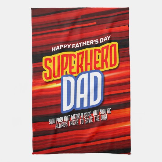 Personaliseer SuperHero Papa Theedoek (Verticaal)