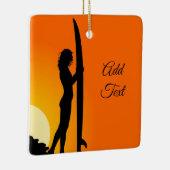 Personaliseer. Surfer Girl. Keramisch Ornament (Rechts)