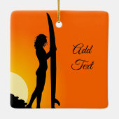 Personaliseer. Surfer Girl. Keramisch Ornament (Achterkant)